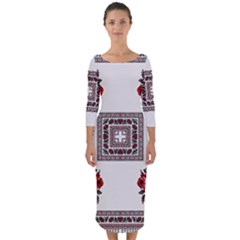 Ornament Pattern Background Design Quarter Sleeve Midi Bodycon Dress