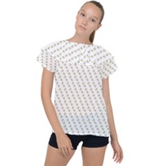 No Step On Snek Pattern White Background Meme Ruffle Collar Chiffon Blouse