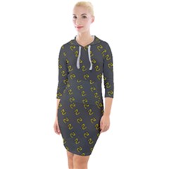 No Step On Snek Pattern Charcoal Dark Gray Background Meme Quarter Sleeve Hood Bodycon Dress