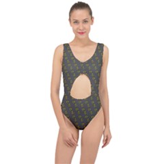 No Step On Snek Pattern Charcoal Dark Gray Background Meme Center Cut Out Swimsuit by snek