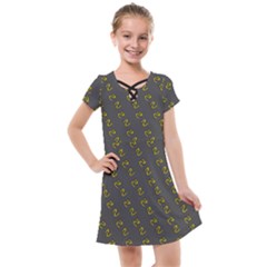 No Step On Snek Pattern Charcoal Dark Gray Background Meme Kids  Cross Web Dress