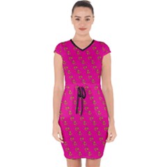 No Step On Snek Pattern Pink Background Meme Capsleeve Drawstring Dress  by snek