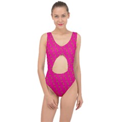 No Step On Snek Pattern Pink Background Meme Center Cut Out Swimsuit by snek