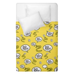 No Step On Snek Do Not Bubble Speech Pattern Yellow Background Meme Duvet Cover Double Side (single Size) by snek