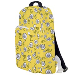 No Step On Snek Do Not Bubble Speech Pattern Yellow Background Meme Double Compartment Backpack by snek