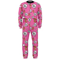 No Step On Snek Do Not Bubble Speech Pattern Pink Background Meme Onepiece Jumpsuit (men) by snek