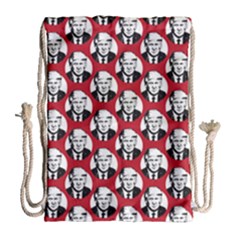 Trump Retro Face Pattern Maga Red Us Patriot Drawstring Bag (large) by snek