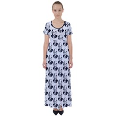 Trump Retro Face Pattern Maga Black And White Us Patriot High Waist Short Sleeve Maxi Dress by snek