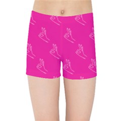 A-ok Perfect Handsign Maga Pro-trump Patriot On Pink Background Kids  Sports Shorts by snek