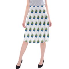 Apu Apustaja With Banana Phone Wall Eyed Pepe The Frog Pattern Kekistan Midi Beach Skirt by snek