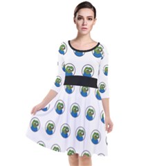 Apu Apustaja With Banana Phone Wall Eyed Pepe The Frog Pattern Kekistan Quarter Sleeve Waist Band Dress by snek