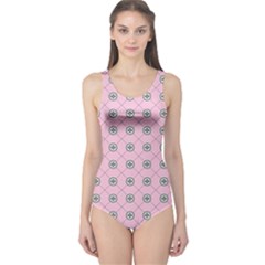 Kekistan Logo Pattern On Pink Background One Piece Swimsuit by snek