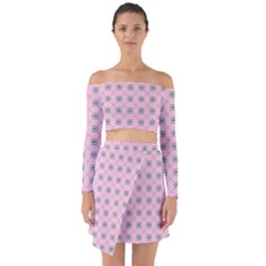 Kekistan Logo Pattern On Pink Background Off Shoulder Top With Skirt Set by snek