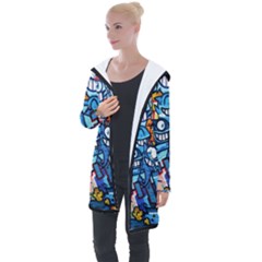 Graffiti Urban Colorful Graffiti Cartoon Fish Longline Hooded Cardigan by genx