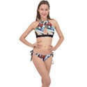 Blue Face King graffiti street art urban blue and orange face abstract hiphop Cross Front Halter Bikini Set View1