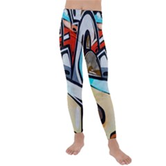 Blue Face King Graffiti Street Art Urban Blue And Orange Face Abstract Hiphop Kids  Lightweight Velour Leggings