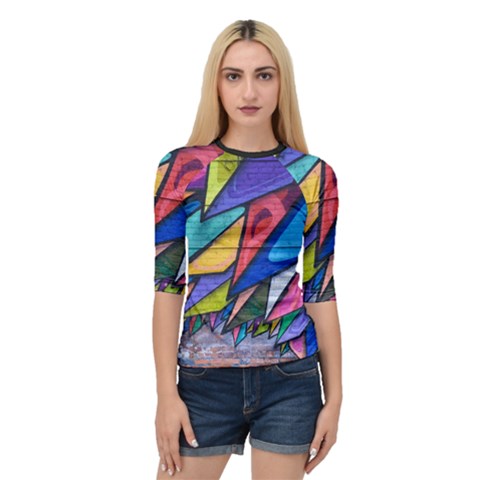 Urban Colorful Graffiti Brick Wall Industrial Scale Abstract Pattern Quarter Sleeve Raglan Tee by genx