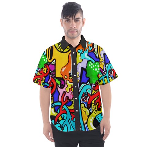 Graffiti Abstract With Colorful Tubes And Biology Artery Theme Men s Short Sleeve Shirt by genx