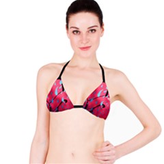 Graffiti Watermelon Pink With Light Blue Drops Retro Bikini Top by genx