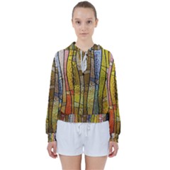 Stained Glass Window Colorful Women s Tie Up Sweat