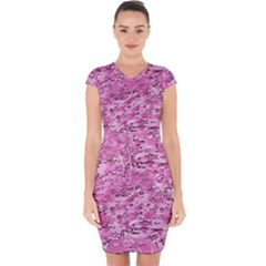 Pink Camouflage Army Military Girl Capsleeve Drawstring Dress  by snek