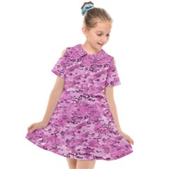 Pink Camouflage Army Military Girl Kids  Short Sleeve Shirt Dress by snek