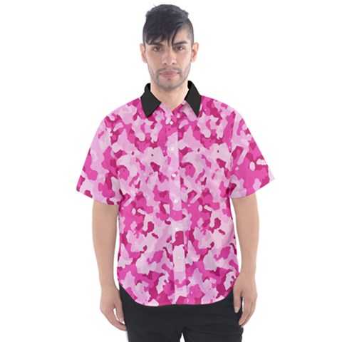 Standard Pink Camouflage Army Military Girl Funny Pattern Men s Short Sleeve Shirt by snek