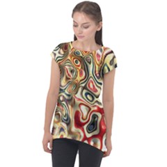 Abstract Background Pattern Art Cap Sleeve High Low Top