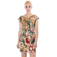 Abstract Background Pattern Art Cap Sleeve Bodycon Dress