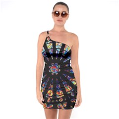 Church Stained Glass Windows Colors One Soulder Bodycon Dress by Pakrebo