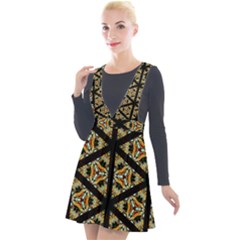 Pattern Stained Glass Triangles Plunge Pinafore Velour Dress