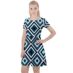 Native American Pattern Cap Sleeve Velour Dress 