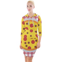 Pizza Table Pepperoni Sausage Quarter Sleeve Hood Bodycon Dress