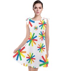 Celebrate Pattern Colorful Design Tie Up Tunic Dress