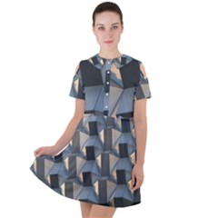 Pattern Texture Form Background Short Sleeve Shoulder Cut Out Dress 