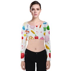 Summer Fair Food Goldfish Velvet Long Sleeve Crop Top by Pakrebo