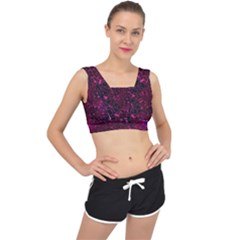 Retro Flower Pattern Design Batik V-back Sports Bra by Pakrebo