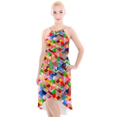 Background Triangle Rainbow High-low Halter Chiffon Dress  by Mariart