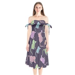 Animals Mouse Shoulder Tie Bardot Midi Dress by Mariart