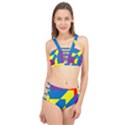 Colorful Red Yellow Blue Purple Cage Up Bikini Set View1