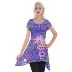 Charmed (purple Pattern) Short Sleeve Side Drop Tunic by TransfiguringAdoptionStore