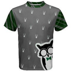 Green/gray (pattern & Owl) Men s Cotton Tee by TransfiguringAdoptionStore