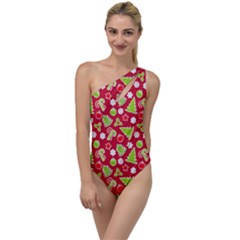 Christmas Paper Scrapbooking Pattern To One Side Swimsuit by Mariart