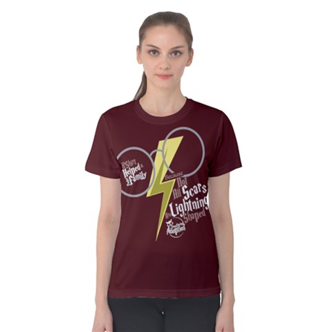 Lightning Scar (maroon Solid) Women s Cotton Tee by TransfiguringAdoptionStore