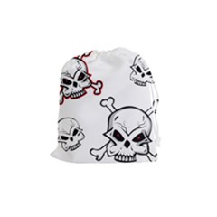 Illustration Vector Skull Drawstring Pouch (medium) by Mariart