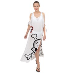 Illustration Vector Skull Maxi Chiffon Cover Up Dress