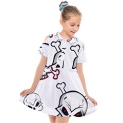 Illustration Vector Skull Kids  Short Sleeve Shirt Dress by Mariart