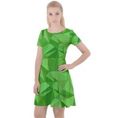 Mosaic Tile Geometrical Abstract Cap Sleeve Velour Dress 