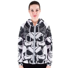 Kerchief Human Skull Women s Zipper Hoodie by Mariart