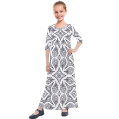 Mandala Line Art Kids  Quarter Sleeve Maxi Dress